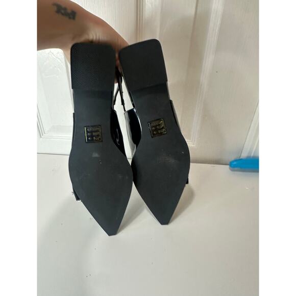 Call It Spring by Aldo Natallya Slingback Flats Black Silver Buckle Moto Sz 10 - Picture 6 of 6